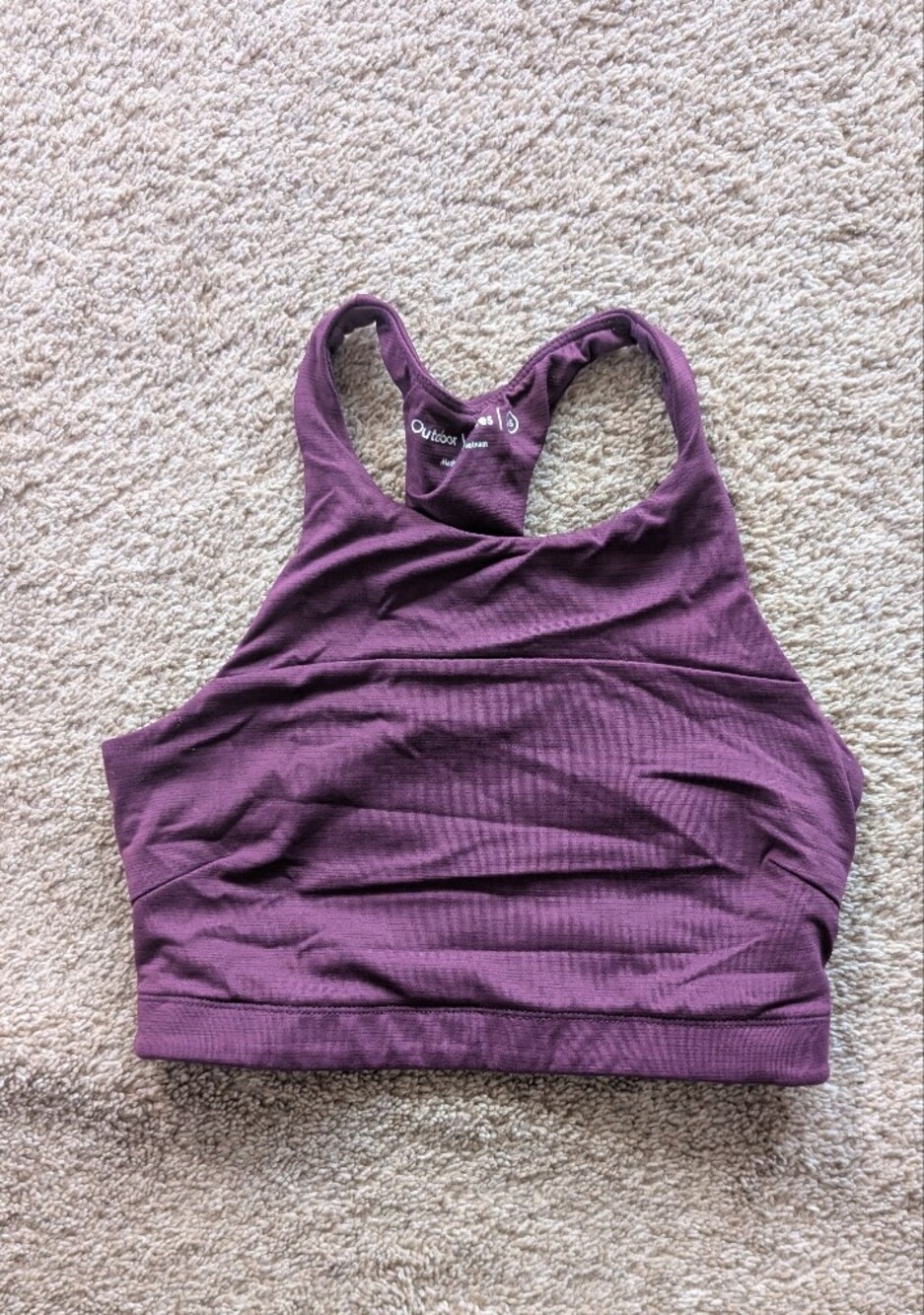 Outdoor Voices Ribbed Plum High-Neck Racerback Sports Bra